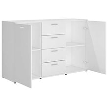 Credenza moderna con cassetti e ripiani 120 x 35,5 x 75 cm, mobile ausiliare con cassetti comò, bianco