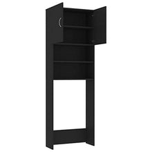 Festnight Mobile per Lavatrice, Mobiletto per Bagno in Truciolato Nero 64x25,5x190 cm