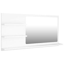 Festnight Specchio da Bagno, Specchio per Bagno da Parete, Specchio Bagno con Mensole 90x10,5x45 cm in Truciolato Bianco