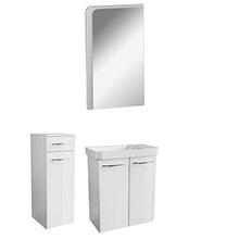 Fackelmann, set di mobili da bagno, 4 pezzi, Milano, WC con mobile sottolavello, 55 cm, specchio da bagno a LED