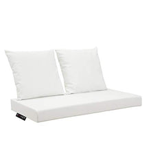 Cuscini Belem ecopelle Bianco mis.120x60 + schienali 60x60 pz.02 per Esterno/Interno arredo pallet da Giardino Divanetto per bancale Cuscini interno poliuretano Tessuto Lavabile Sfoderabile