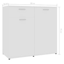 Credenza moderna con cassetto e ripiani 80 x 36 x 75 cm, mobile ausiliare con ante comò, bianco