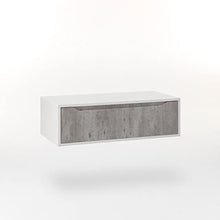 tft Mobile Bagno Sospeso 90 cm Lavabo Specchio e Lampada a LED Belsk 2 Bianco e Cemento