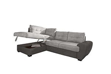 Germanvox Divano ad Angolo con Funzione Letto e Penisola Contenitore Sx, in Microfibra stampata Cat.1 Grigio scuro e Grigio chiaro L.244 P.172 H.88 cm - Arredi Casa