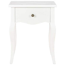 Tidyard Comodino in Legno Massello di Pino,Comodino con 1 Cassetto,Stile Francese Bianco 40x30x50 cm