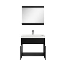 Set di mobili da bagno Montreal 02, 60 cm, con lavabo, mobile sottolavabo, specchio, colore: nero lucido