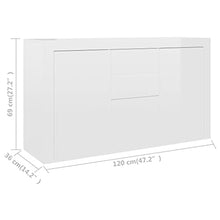 vidaXL Credenza Bianco Lucido 120x36x69 cm in Truciolato