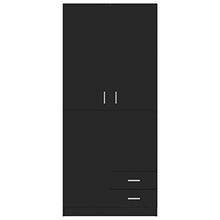 Cikonielf - Guardaroba con 2 ante e 2 cassetti per camera da letto, 80 x 52 x 180 cm, colore: nero lucido