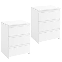 Yaheetech Set da 2 Comodini Camera da Letto Moderni Comodino Bianco Mobiletto con 3 Cassetti Tavolini Cassettiera Tavolino Laterale in Legno MDF per Soggiorno Salotto 45 x 35 x 60,5 cm
