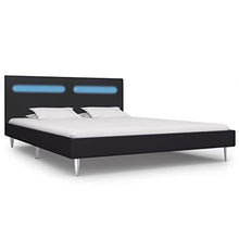 vidaXL Giroletto con Luci LED Imbottito Classico Elegante Telaio Letto Struttura in Metallo e Legno Gambe in Ferro Nero in Tessuto 160x200 cm