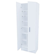EGLEMTEK Alphabet Armadio Armadietto Multiuso A Colonna con 2 Ante e 8 Ripiani Ingresso Camera da Letto 59 x 37 x 180 Cm Colore Bianco