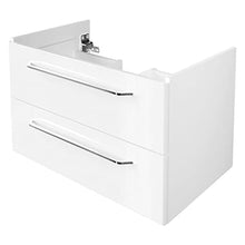 FACKELMANN - Set di mobili da bagno, 4 pezzi, colore: Bianco lucido Milano - Specchio da bagno con specchio a LED incluso, larghezza 60 cm