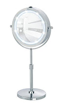 WENKO LED Specchio da appoggio Lumi - ingranditore 5x, superficie specchiante ø 17.5 cm 500 % ingrandimento, Acciaio, 21 x 38-49 x 13.5 cm, Cromo