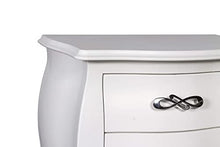 Dmora Comodino Design bombato 2 cassetti, Legno, Bianco, 50 x 60 x 30 cm