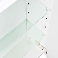 Armadietto a specchio 90cm luce a LED e ripiani in vetro rovere chiaro