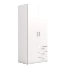 Esidra, Armadio Bianco con 3 cassetti, 78x49x175cm