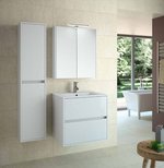 Mobile bagno in 60 o 80 cm. Noja Schwan 600 – 800 con specchio armadio e Spot LED- finitura bianco