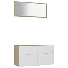 vidaXL Set Mobili da Bagno 2 pz Bianco e Rovere Sonoma in Truciolato