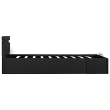 vidaXL Giroletto Idraulico con Contenitore e LED Salvaspazio Robusto a Doghe Letto Imbottito Struttura Telaio Grigio Scuro in Tessuto 100x200cm