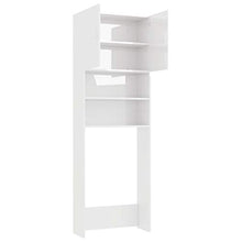Tidyard Mobile per Lavatrice, Mobiletto Bagno, Armadio Alto per Lavatrice, con 2 Ante e 2 Scomparti Aperti, 64x25,5x190 cm in Truciolato Bianco Lucido