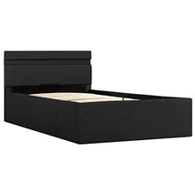 vidaXL Giroletto Idraulico con Contenitore e LED Salvaspazio Robusto a Doghe Letto Imbottito Struttura Telaio Grigio Scuro in Tessuto 100x200cm
