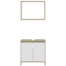 Sonoma Agglomerato - Set di mobili da bagno, colore: Bianco e quercia