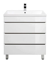 Mobile bagno a terra Via 70 bianco lucido, 3 cassetti senza maniglie