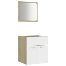 vidaXL Set Mobili da Bagno 2 pz Bianco e Rovere Sonoma in Truciolato