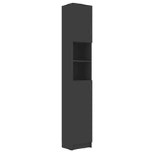 Colonna bagno – Moderno mobile bagno – Include 4 ripiani e 2 ripiani aperti, 32 x 25,5 x 190 cm, colore: grigio
