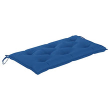 vidaXL Panca da Giardino con Cuscino Blu 112 cm in Legno di Teak