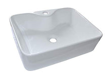 1 lavabo in ceramica rettangolare con foro per rubinetto, 48 x 37 cm