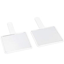 Specchio da trucco, 2 pezzi con manico singolo laterale, specchio cosmetico portatile per salone di bellezza, colore: bianco