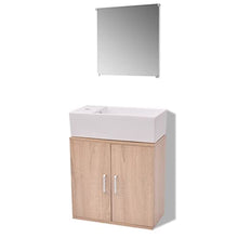 vidaXL Set 3 Mobili da Bagno armadietto Specchio lavabo lavandino Elegante Beige