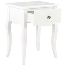 SKM Comodino Bianco 40x30x50 cm in Legno Massello di Pino