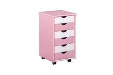 Inter Link Cassettiera con Ruote Laminato, Bianco e Rosa