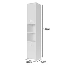 Deuba Mobile alto bagno armadio salvaspazio 180x30x30cm 6 mensole 2 scomparti ante chiusura magnetica bianco