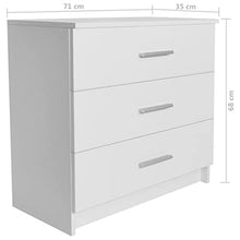 vidaXL Cassettiera in Truciolato Bianco Matto 3 Cassetti Comodino Mobiletto
