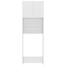 Tidyard Mobile per Lavatrice, Mobiletto Bagno, Armadio Alto per Lavatrice, con 2 Ante e 2 Scomparti Aperti, 64x25,5x190 cm in Truciolato Bianco Lucido