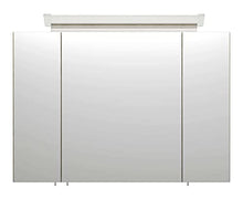 Armadietto a specchio 90cm luce a LED e ripiani in vetro rovere chiaro