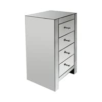 KASANOVA Cassettiera effetto specchio 4 cassetti 45x35x80 cm argento