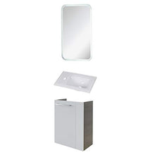 Fackelmann - Set di mobili da Bagno per Ospiti, con lavabo in Vetro e Specchio da Bagno a LED, 45 cm, 3 Pezzi, Colore: Bianco