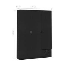 vidaXL Armadio a 3 Ante Nero 120x50x180 cm in Truciolato