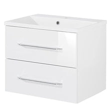 Facchellmann B.Clever - Set di mobili da bagno, 2 pezzi, 60 cm, con mobiletto sottolavello, in marmo pressofuso e armadietto a LED