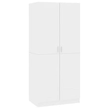Ausla Armadio guardaroba con 2 ante, 80 x 52 x 180 cm, in truciolato, armadio per camera da letto, colore: bianco lucido