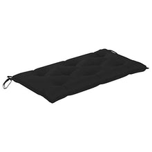 vidaXL Panca da Giardino con Cuscino Nero 112 cm in Legno di Teak