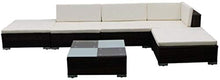 Set di divani da giardino, set di mobili da giardino e terrazza, 2 divani angolari, 1 divano centrale, 1 divano singolo, 1 ottomano, 1 tavolino centrale, 5 cuscini seduta e 6 cuscini schienale