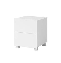 DOMTECH - Comodino per camera da letto, comodino bianco lucido, tavolino in legno con cassetti, armadio per camera da letto, armadio per lampade, credenza, bianco