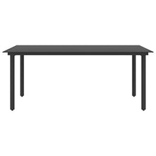 FAMIROSA Tavolo da Giardino Nero 190x90x74 cm in Acciaio e Vetro-3111