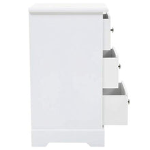 Cikonielf - Comodino moderno per camera da letto, con 3 cassetti, supporto per cellulare, armadio, comò in MDF e legno di pino, 35 x 32 x 59 cm, bianco (non richiede montaggio)