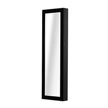 homcom – Armadio Portagioielli da Parete con Specchio in Legno MDF, Nero,37x9.5x121cm
